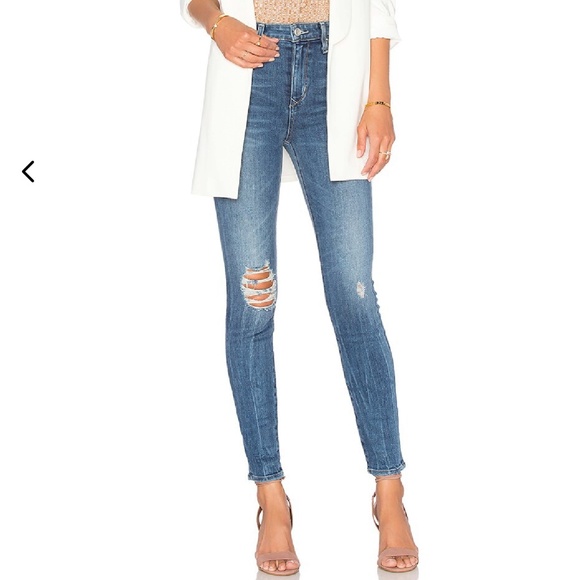Lovers + Friends Mason High Rise Skinny Blue Distressed Jeans in Larchmont 27 - Picture 1 of 16